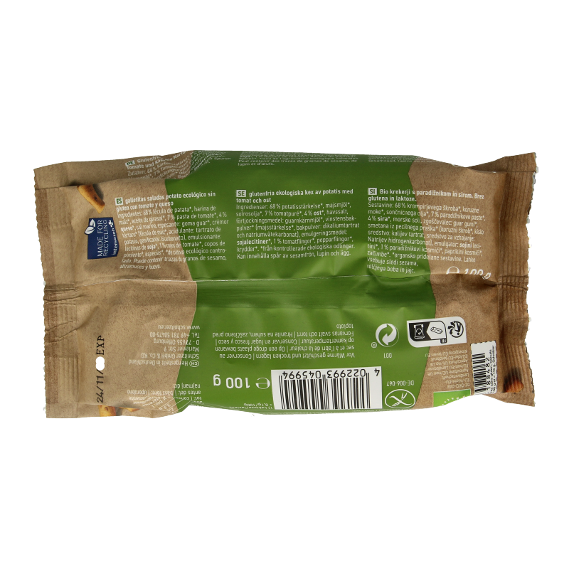 Schnitzer Grissini tomate glutenvrij bio 100 Gram