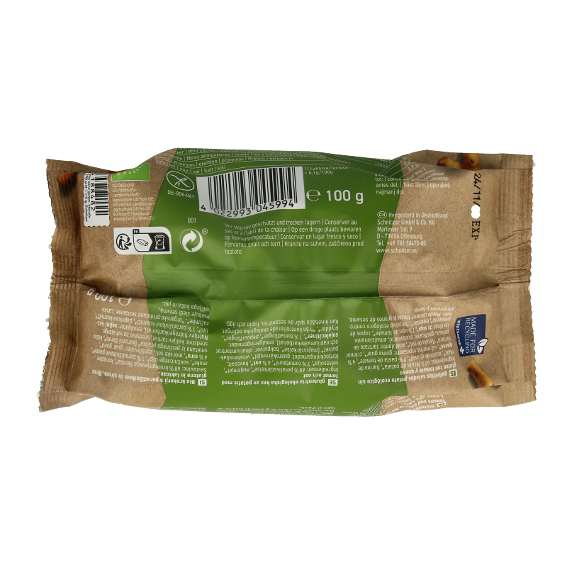 Schnitzer Grissini tomate glutenvrij bio 100 Gram