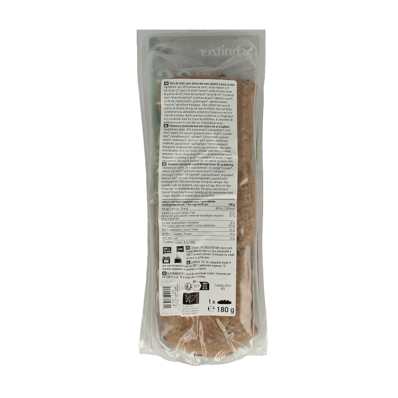 Schnitzer Ciabatta met olijven glutenvrij bio 180 Gram