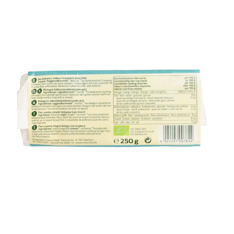 Naturata Knackebrod volkoren rogge demeter bio 250 Gram