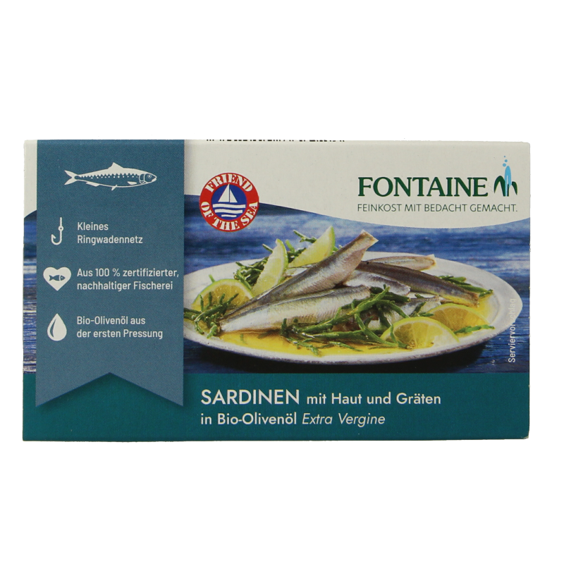Fontaine Sardines met huid en graat 120 Gram
