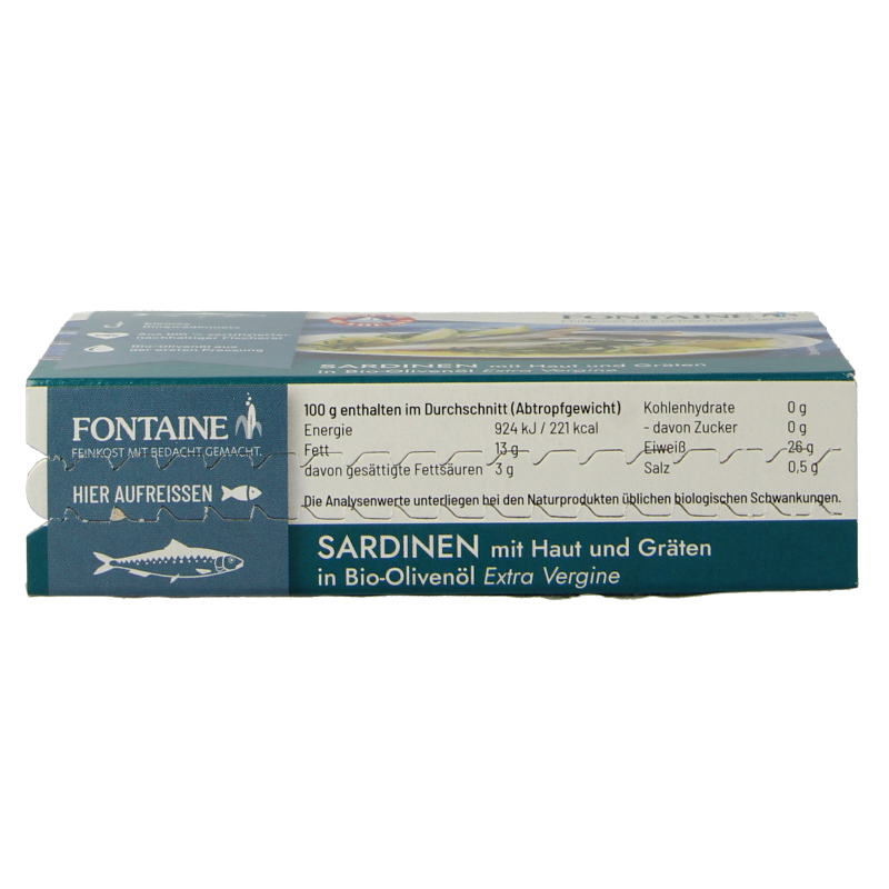 Fontaine Sardines met huid en graat 120 Gram