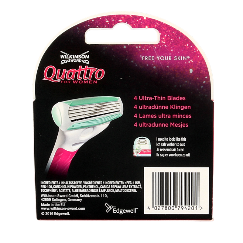 Wilkinson Quattro woman sensitive mesjes 3 + 1 4 Stuks