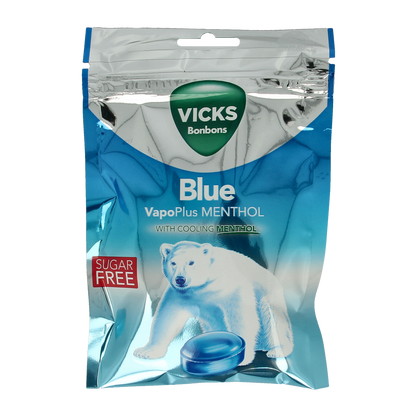 Vicks Blue menthol suikervrij bag 72.00 Gram
