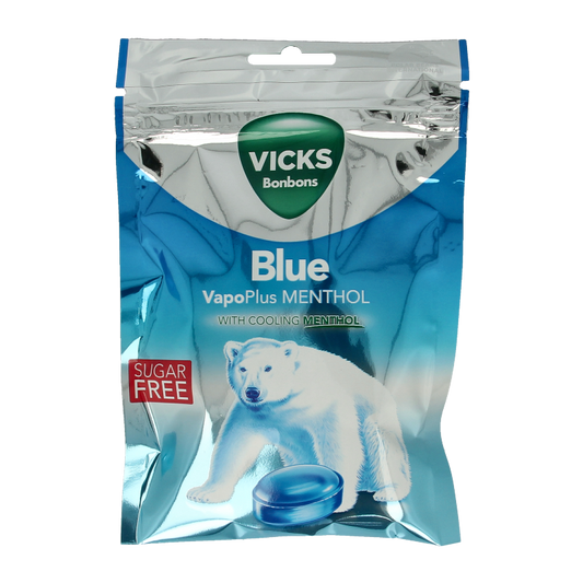 Vicks Blue menthol suikervrij bag 72 Gram