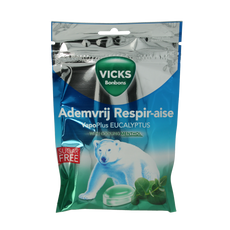 Vicks Ademvrij eucalyptus suikervrij bag 72.00 Gram