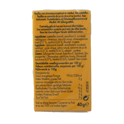 Vicks Citroen menthol suikervrij 40.00 Gram