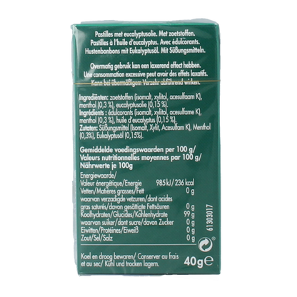 Vicks Ademvrij eucalyptus suikervrij 40.00 Gram