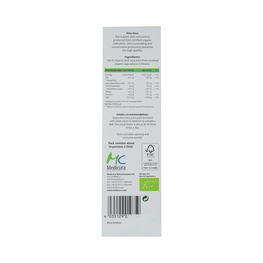 Medicura Aloe Vera 100% sap Bio 330.00 Milliliter