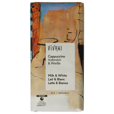 Vivani Chocolade melk en wit cappuccino bio 100.00 Gram