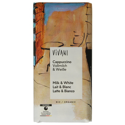 Vivani Chocolade melk en wit cappuccino bio 100.00 Gram