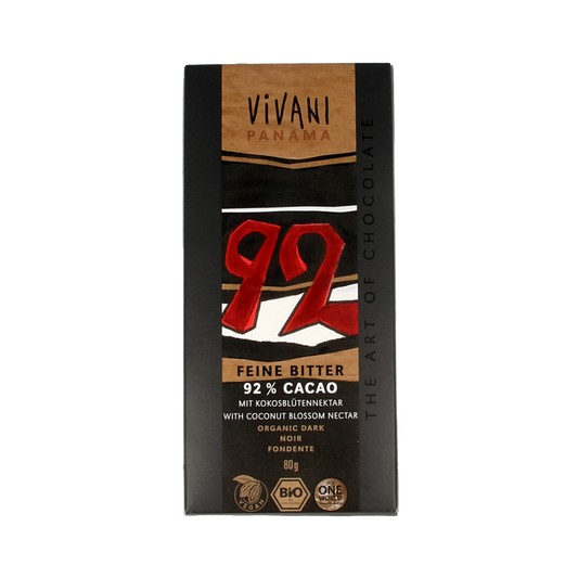 Vivani Chocolade puur delicaat 92% Panama bio 80 Gram