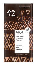 Vivani Chocolade puur 92% kokosbloesemsuiker bio 80.00 Gram