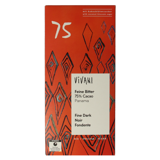 Vivani Chocolade puur delicaat 75% Panama bio 80 Gram