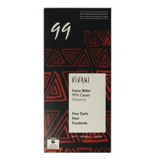 Vivani Chocolade puur 99% kokosbloesemsuiker bio 80.00 Gram