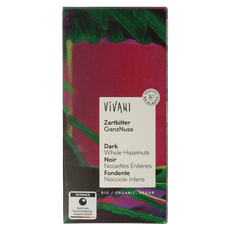 Vivani Chocolade puur met hazelnoten bio 100 Gram