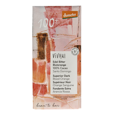 Vivani Chocolade Demeter puur 100% bloedsinaasappel bio 90 Gram