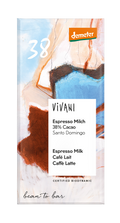 Vivani Chocolade melk espresso 38% bio demeter 90.00 Gram