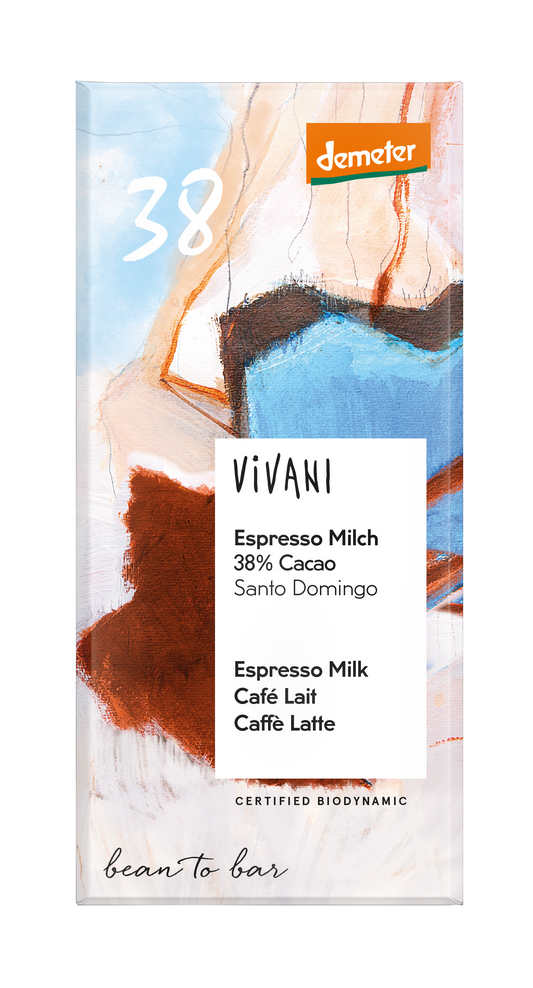 Vivani Chocolade demeter melk espresso 38% bio 90.00 Gram