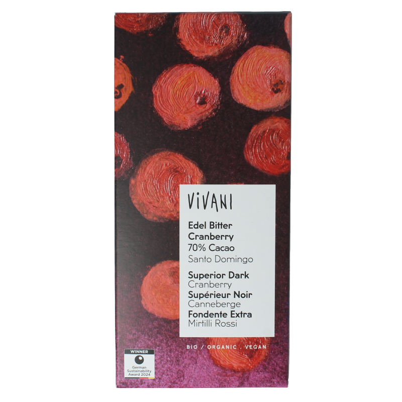 Vivani Superior dark cranberry 70% Santo Domingo bio 80 Gram