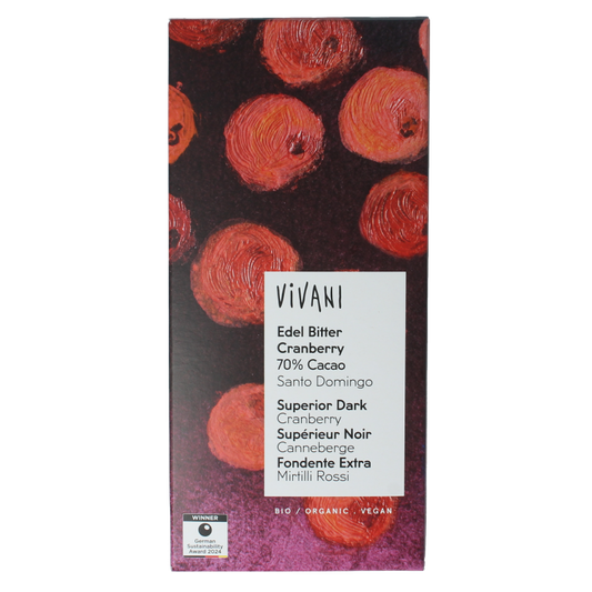 Vivani Superior dark cranberry 70% Santo Domingo bio 80 Gram