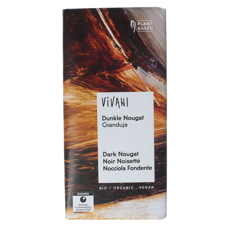 Vivani Chocolade puur nougat gianduja 80 Gram