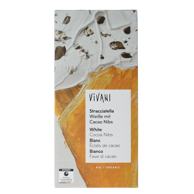 Vivani Chocolade wit stracciatella bio 80 Gram