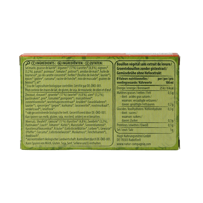 Natur Compagnie Groentebouillon zonder gist bio 8 Stuks