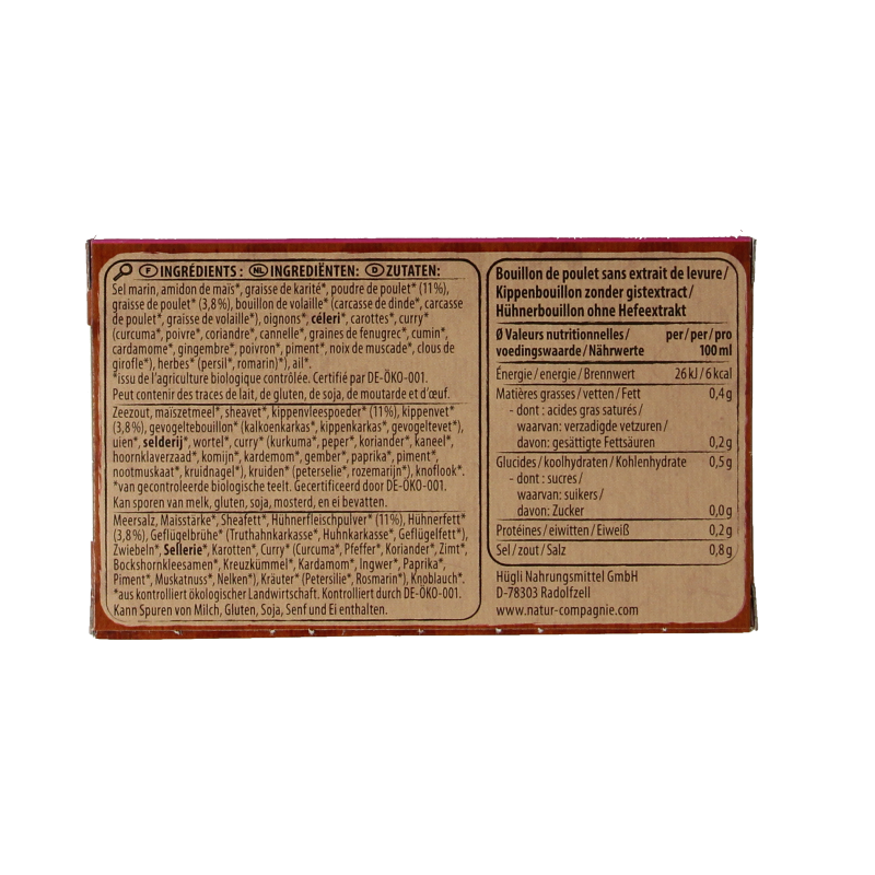 Natur Compagnie Kippenbouillonblokjes zonder gist bio 8 Stuks
