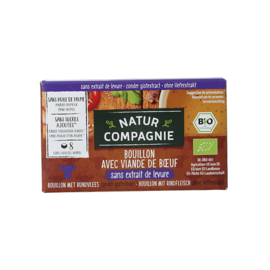 Natur Compagnie Runderbouillon gist- en suikervrij bio 8 Stuks