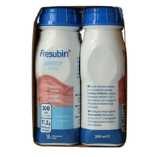 Fresubin Energy drink aardbei 200ml 4 Stuks