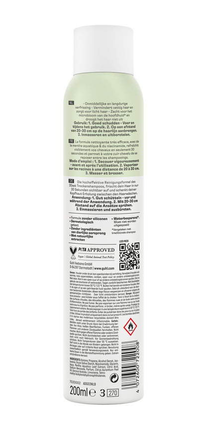 Guhl Droogshampoo 30sec pure frisheid 200.00 Milliliter