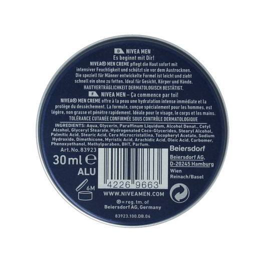 Nivea Men creme blik 30 Milliliter