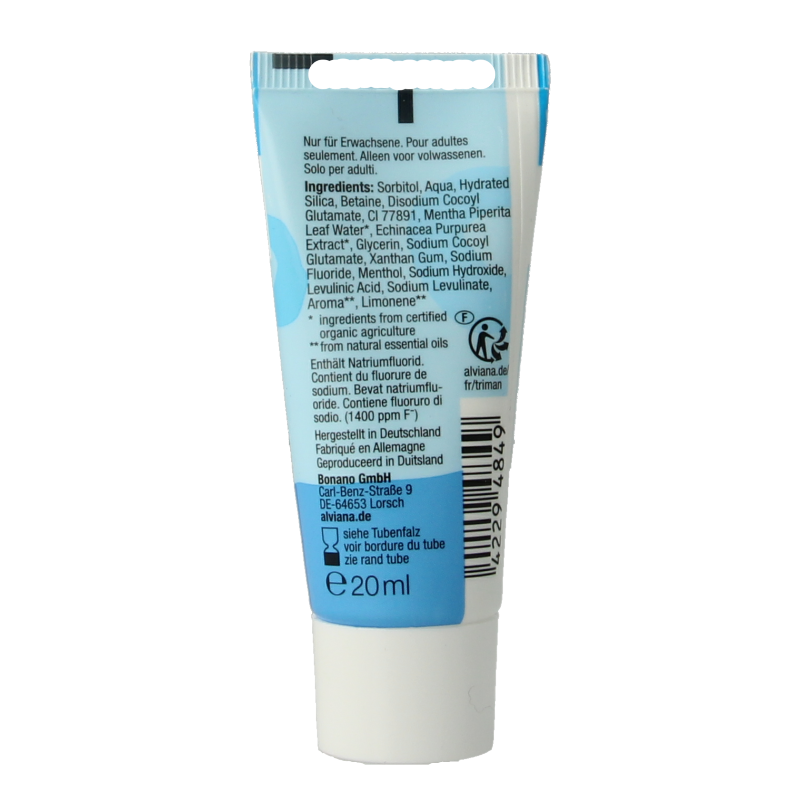 Alviana Tandpasta met munt mini 20 Milliliter