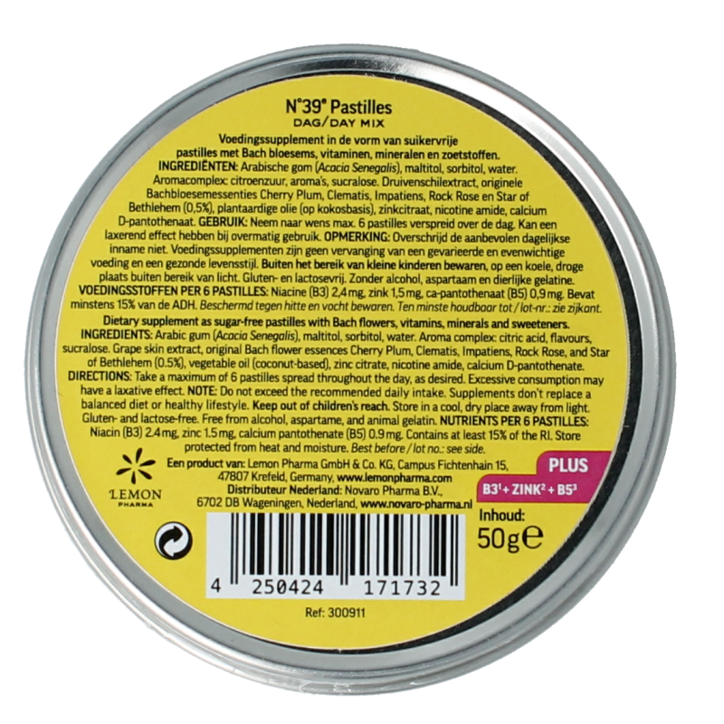 Lemonpharma Bach Pastille vegan noodgeval nr. 39 bio 50 Gram