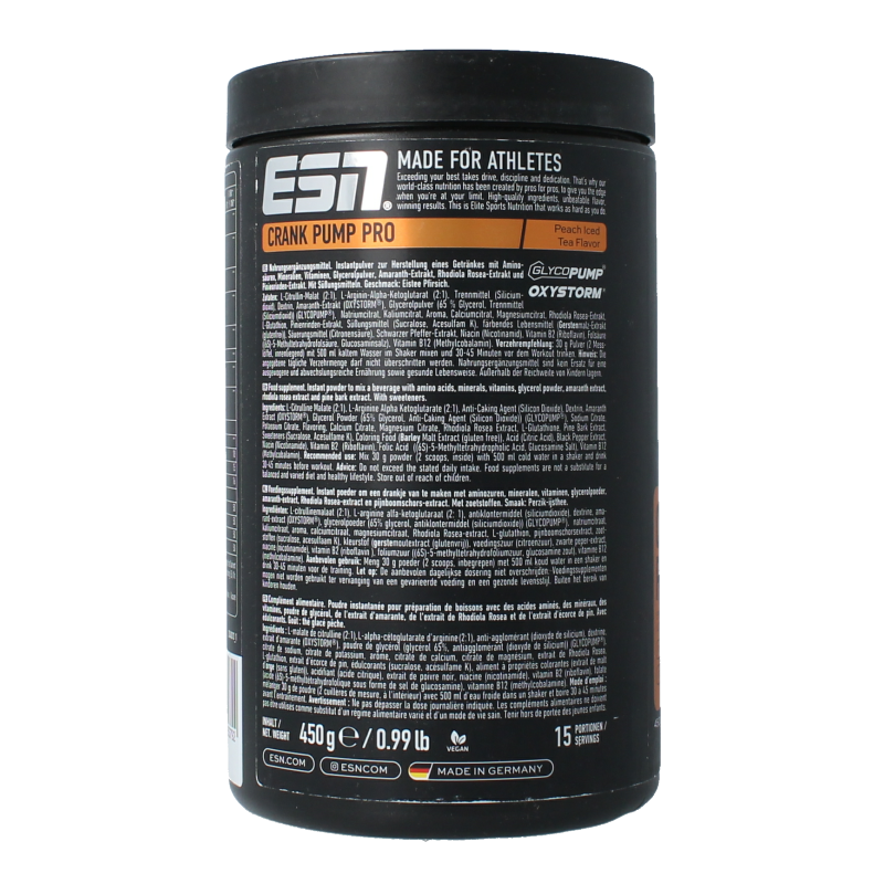ESN Crank pump pro peach iced tea 450 Gram