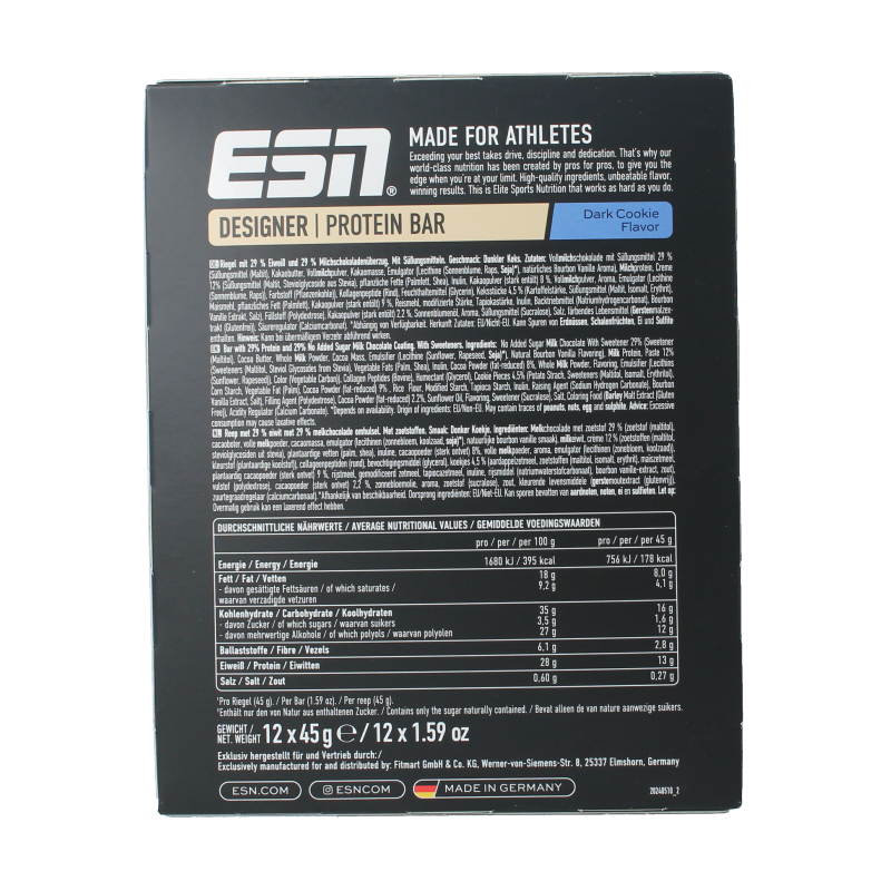ESN Dark cookie bar 45g 12 Stuks
