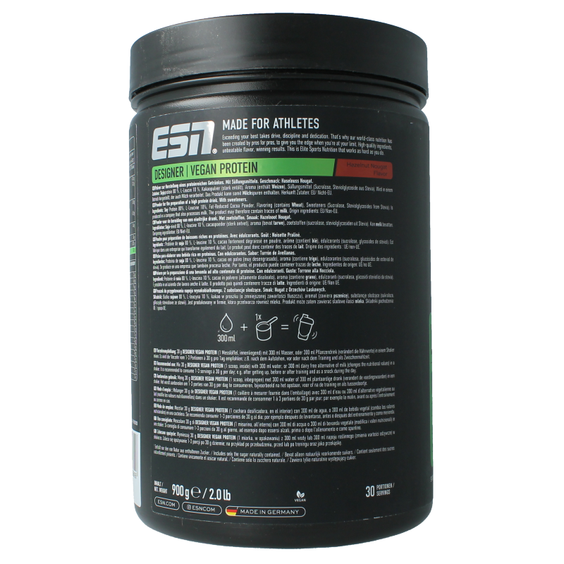 ESN Vegan designer protein hazelnut nougat 900 Gram