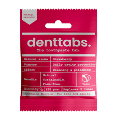 Denttabs Tandpasta tabletten aardbei met fluor vegan 125.00 Stuks