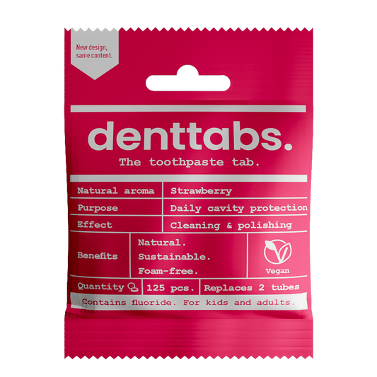 Denttabs Tandpasta tabletten aardbei met fluor vegan 125.00 Stuks