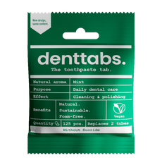 Denttabs Tandpasta tabletten munt zonder fluor vegan 125.00 Stuks