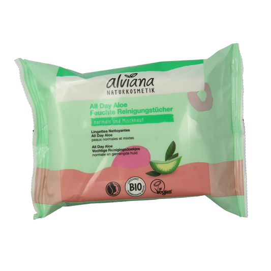 Alviana Reinigingsdoekjes vochtig aloe vera  25 Stuks