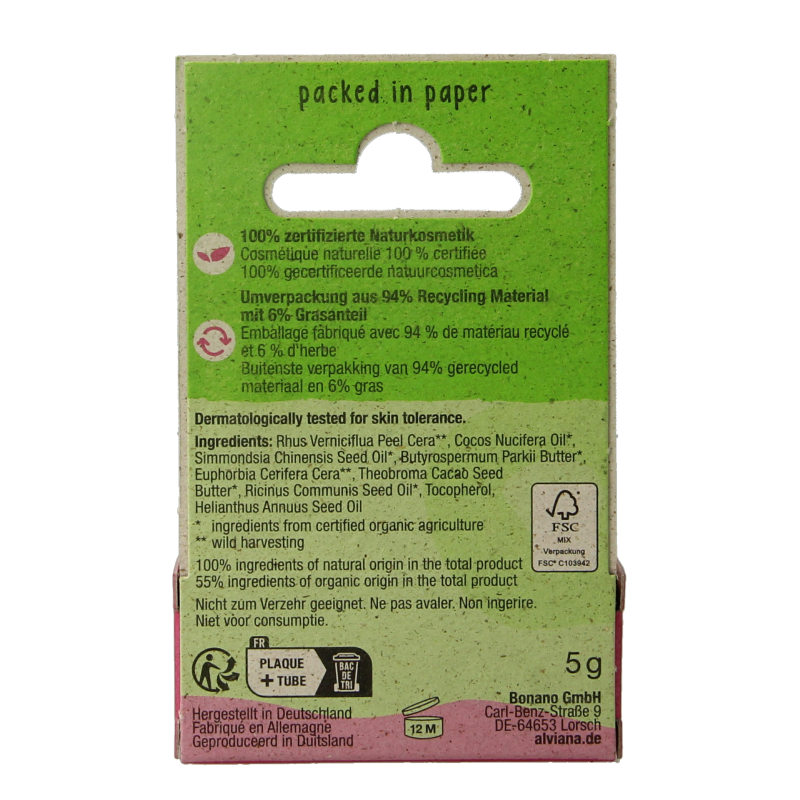 Alviana Lip butter soft met cacaoboter 5 Gram