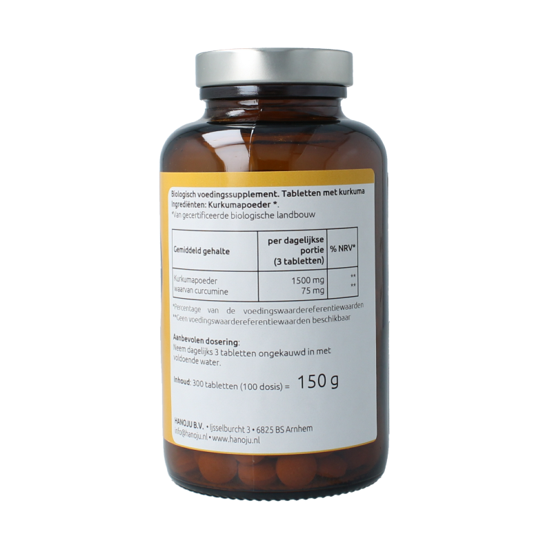 Hanoju Kurkumapoeder 500mg 300 Tabletten