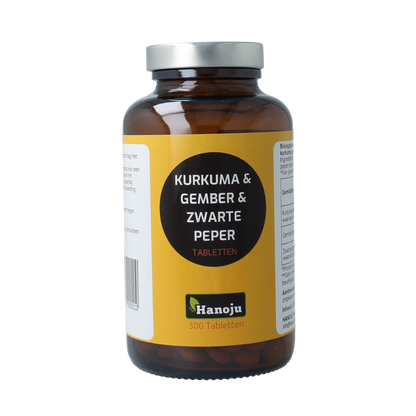 Hanoju Kurkuma + gember + piperine 500mg 300.00 Tabletten