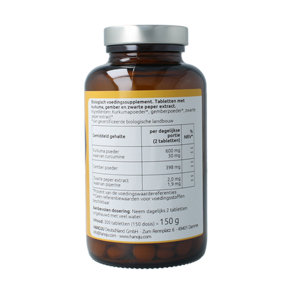 Hanoju Kurkuma + gember + piperine 500mg 300.00 Tabletten