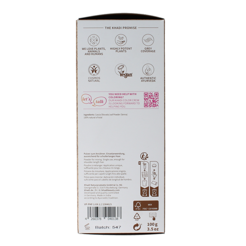 Khadi Haarkleur senna/cassia natural 100 Gram