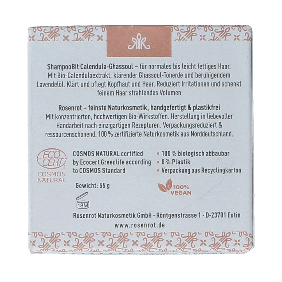 Rosenrot Shampoo solid calendula ghassoul 55.00 Gram