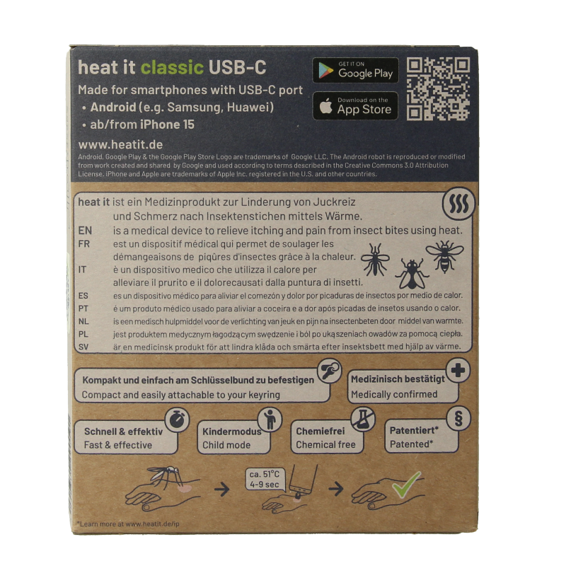 Heat-it Insect bite healer classic USB-C 1 Stuks