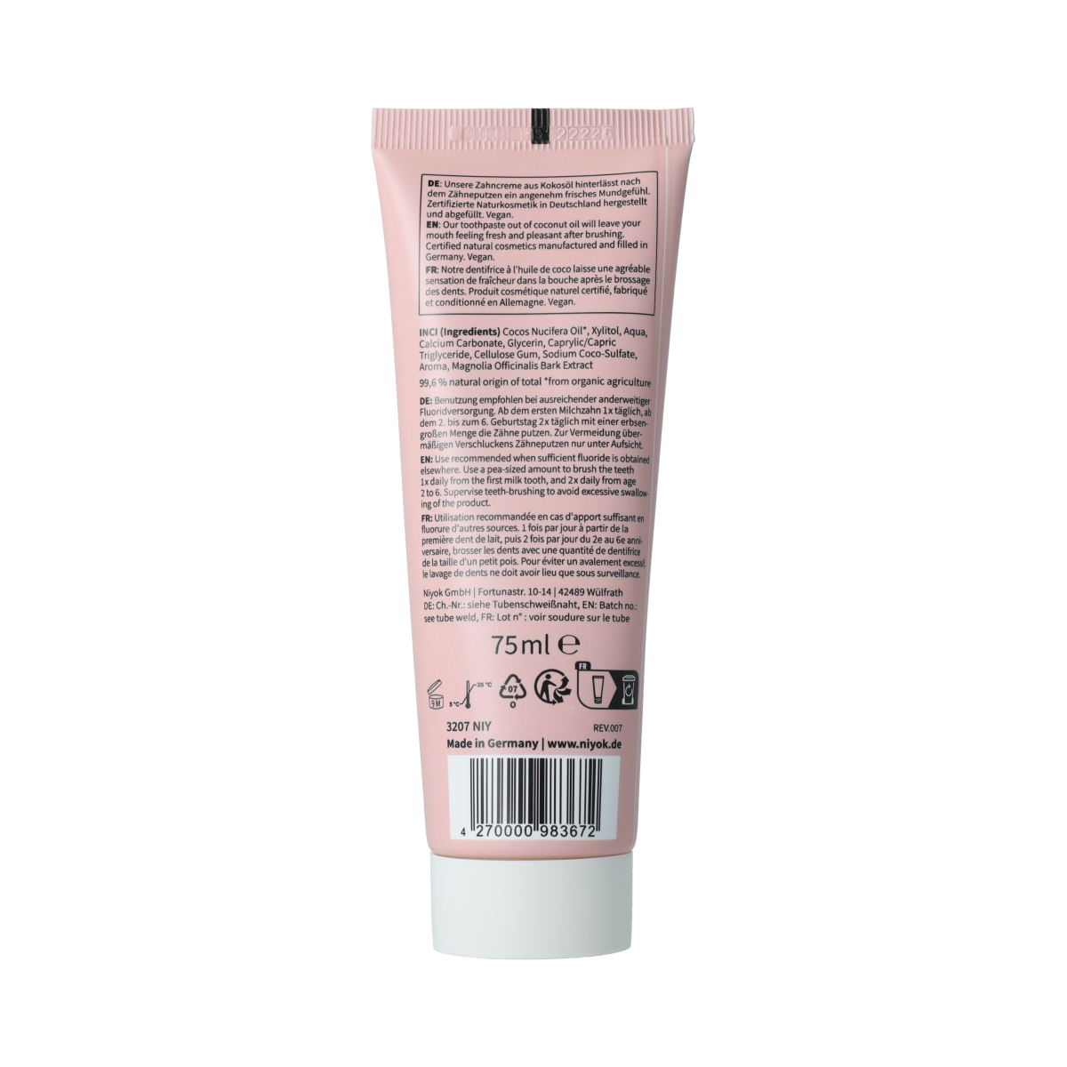 Niyok tandpasta kids strawberry&raspberry 75.00 Milliliter